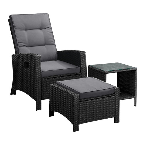 3 Piece Nixon Outdoor Lounge, Ottoman & Side Table Set