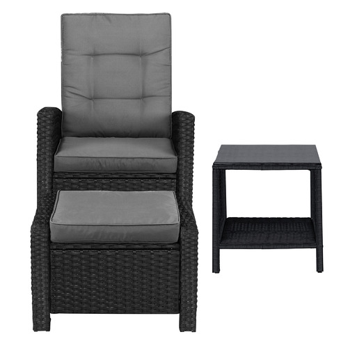 3 Piece Nixon Outdoor Lounge, Ottoman & Side Table Set