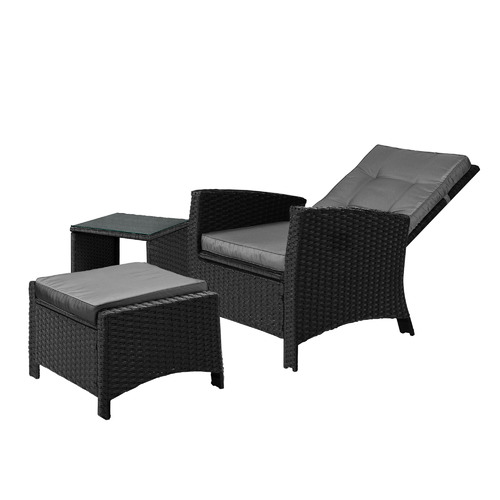 3 Piece Nixon Outdoor Lounge, Ottoman & Side Table Set