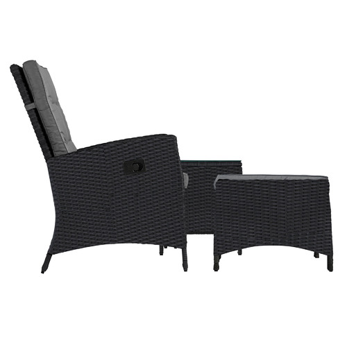 3 Piece Nixon Outdoor Lounge, Ottoman & Side Table Set