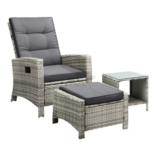 3 Piece Nixon Outdoor Lounge, Ottoman & Side Table Set