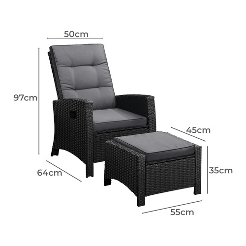 3 Piece Nixon Outdoor Lounge, Ottoman & Side Table Set