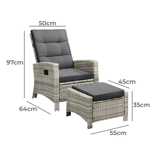 3 Piece Nixon Outdoor Lounge, Ottoman & Side Table Set
