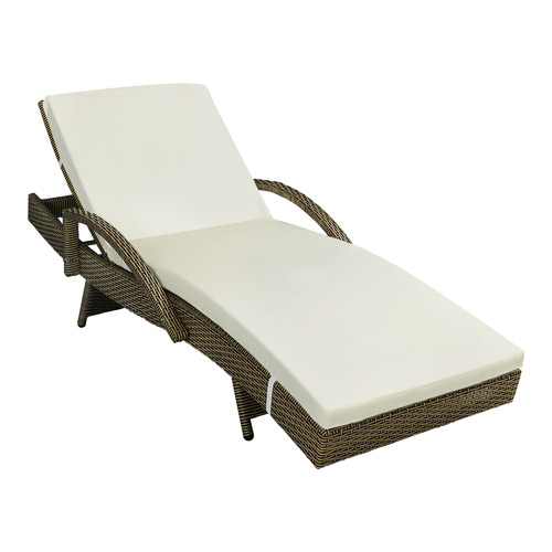 LivingFusion Kingston PE Rattan Sun Lounge Temple & ster