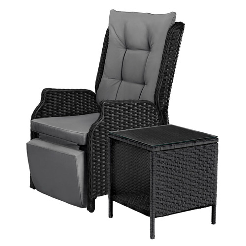 2 Piece Beau PE Wicker Outdoor Lounge & Side Table Set