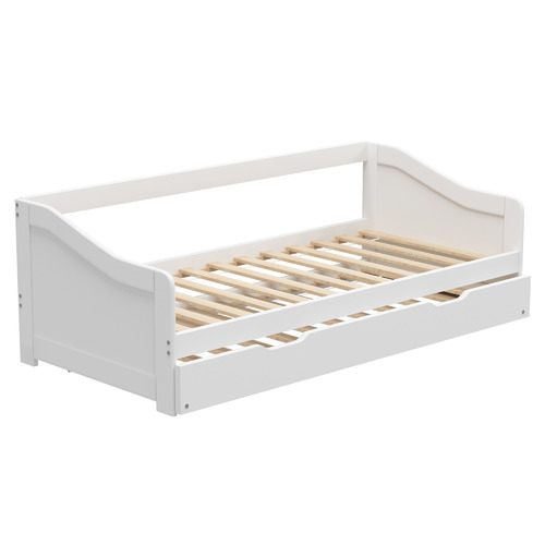 LivingFusion Olive Pine Wood Single Trundle Bed | Temple & Webster