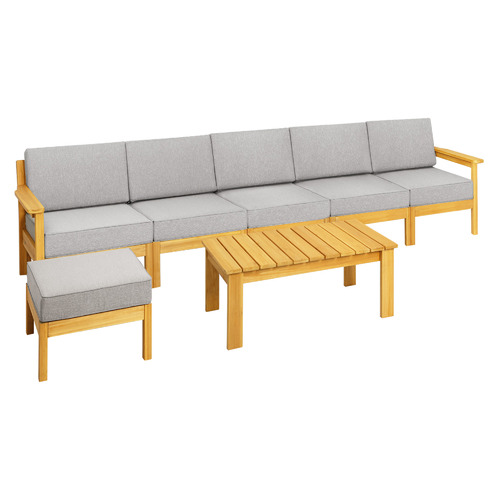6 Seater Gregg Fir Wood Outdoor Sofa & Table Set Temple & ster