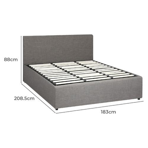 LivingFusion Grey Aldan Gas Lift Storage Bed Frame | Temple & Webster