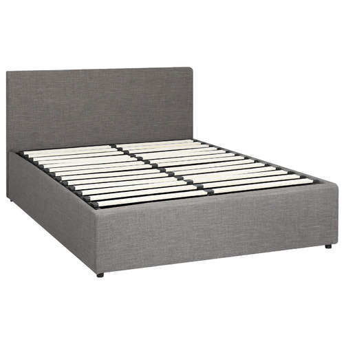 LivingFusion Grey Aldan Gas Lift Storage Bed Frame | Temple & Webster