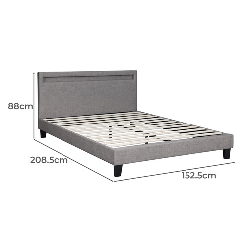 LivingFusion Lambeau Upholstered Bed Frame with LED | Temple & Webster