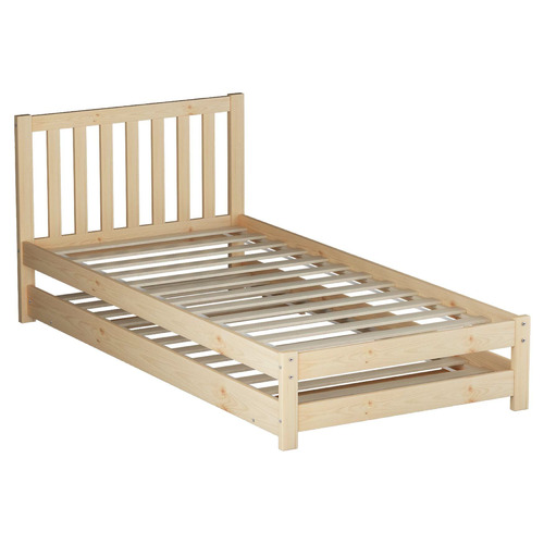 LivingFusion Yesenia Pine Wood Single Bed with Trundle | Temple & Webster