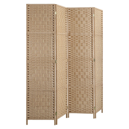 LivingFusion 4 Panel Shyla Pine Wood Room Divider | Temple & Webster