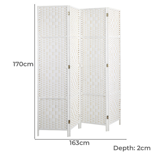 LivingFusion 4 Panel Shyla Pine Wood Room Divider | Temple & Webster