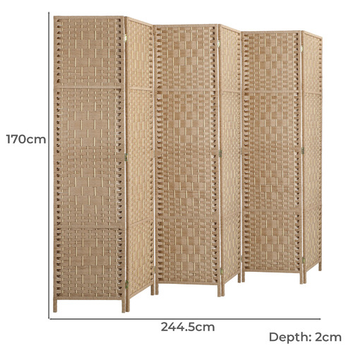 LivingFusion 6 Panel Shyla Pine Wood Room Divider | Temple & Webster