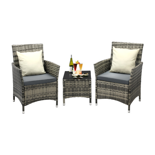 LivingFusion 2 Seater Niall PE Rattan Outdoor Lounge Set | Temple & Webster