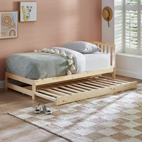 LivingFusion Yesenia Pine Wood Single Bed with Trundle | Temple & Webster