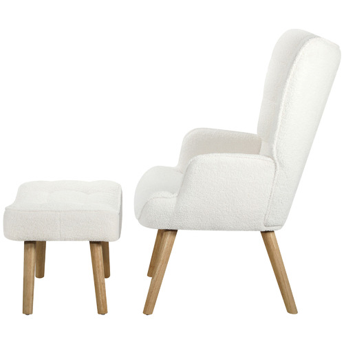 2 Piece Leander Boucle Armchair & Footstool Set