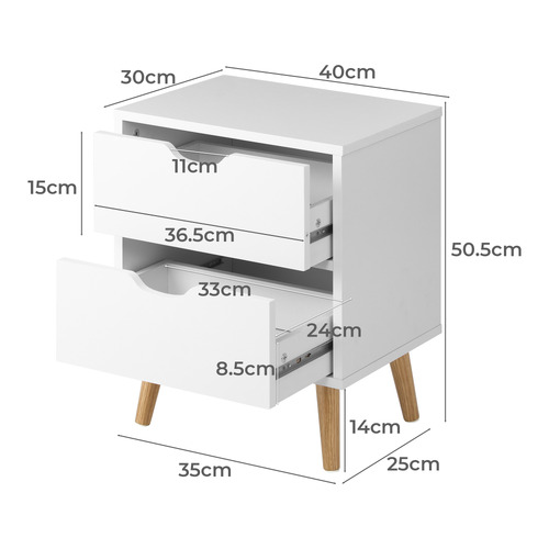 Xerxus 2 Drawer Bedside Table