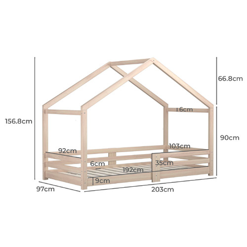 Kids-Yumi-Pine-Wood-House-Bed-Single