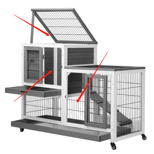 Ketch Fir Wood & Mesh Wire Rabbit Hutch