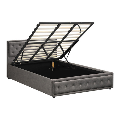 LivingFusion Grey Audrey Gas Lift Storage Bed Frame | Temple & Webster