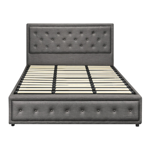LivingFusion Grey Audrey Gas Lift Storage Bed Frame | Temple & Webster
