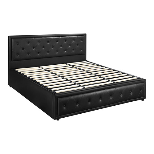 LivingFusion Black Audrey Gas Lift Storage Bed Frame | Temple & Webster