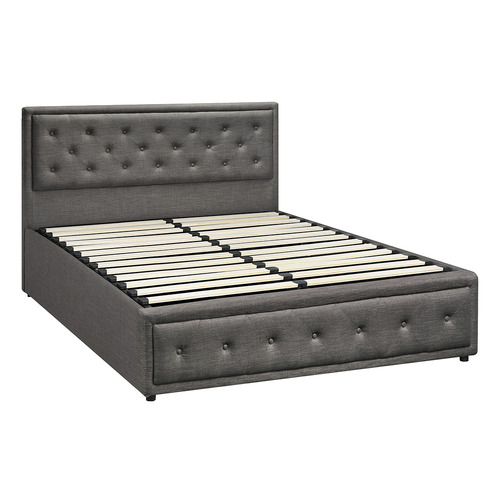 LivingFusion Grey Audrey Gas Lift Storage Bed Frame | Temple & Webster