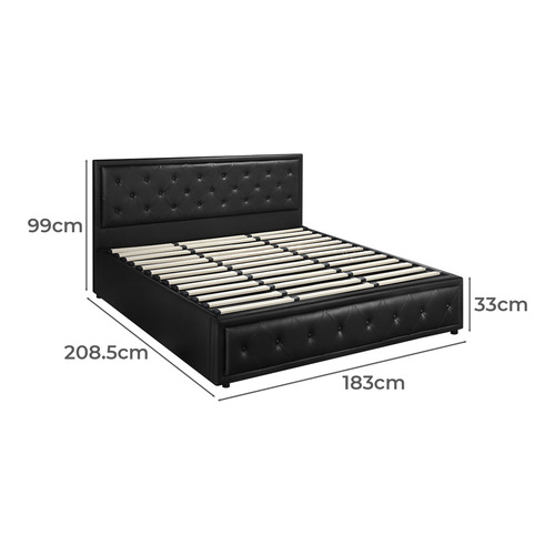 LivingFusion Black Audrey Gas Lift Storage Bed Frame | Temple & Webster