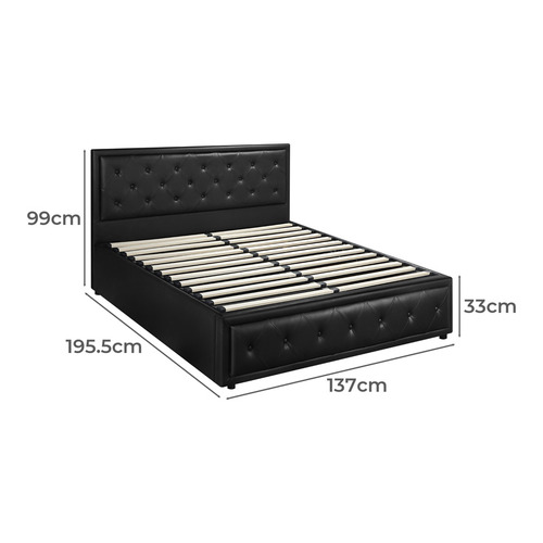 LivingFusion Black Audrey Gas Lift Storage Bed Frame | Temple & Webster