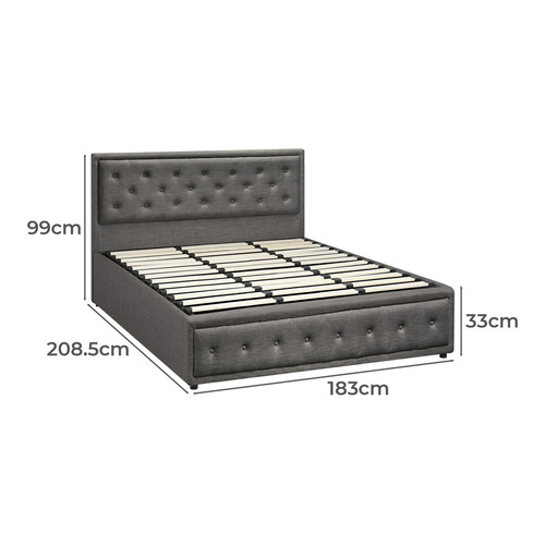 LivingFusion Grey Audrey Gas Lift Storage Bed Frame | Temple & Webster