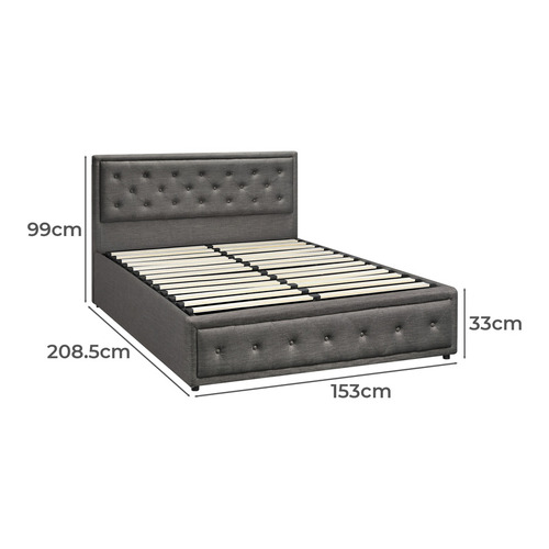 LivingFusion Grey Audrey Gas Lift Storage Bed Frame | Temple & Webster