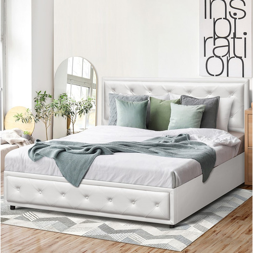 White Audrey Gas Lift Storage Bed Frame