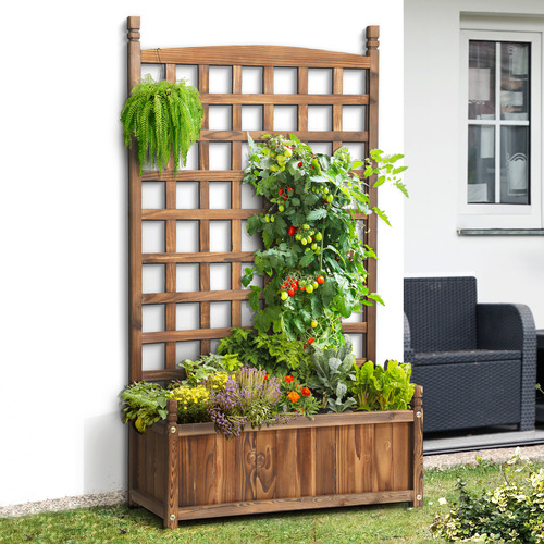 LivingFusion Klaus Garden Bed with Trellis | Temple & Webster