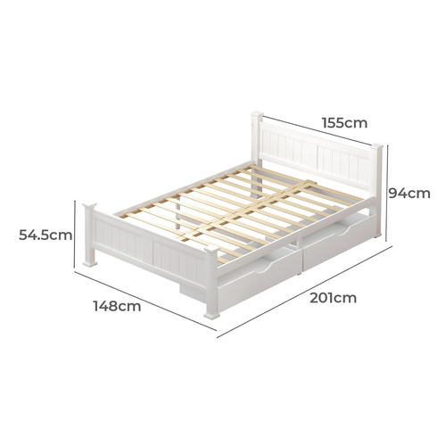 LivingFusion Clara Pine Wood Bed Frame with Storage | Temple & Webster