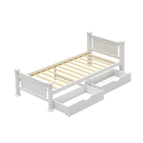 LivingFusion Clara Pine Wood Bed Frame with Storage | Temple & Webster