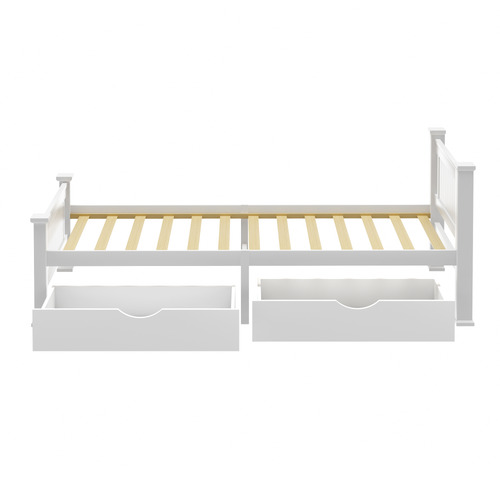 LivingFusion Clara Pine Wood Bed Frame with Storage | Temple & Webster