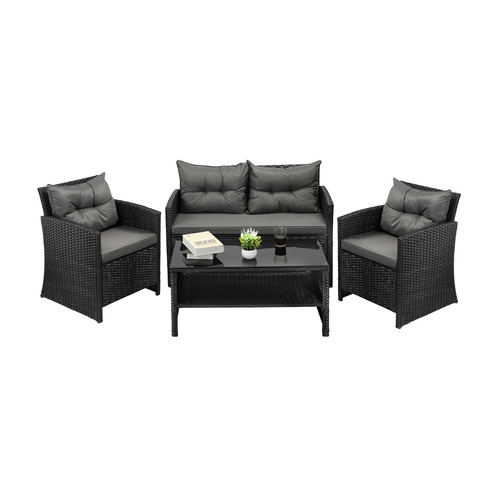 LivingFusion 4 Seater Niall PE Rattan Outdoor Lounge Set | Temple & Webster