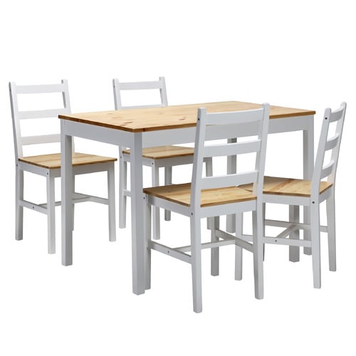 4 Seater Abriana Pine Wood Dining Table & Chair Set