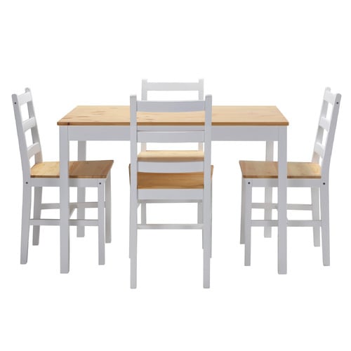 4 Seater Abriana Pine Wood Dining Table & Chair Set