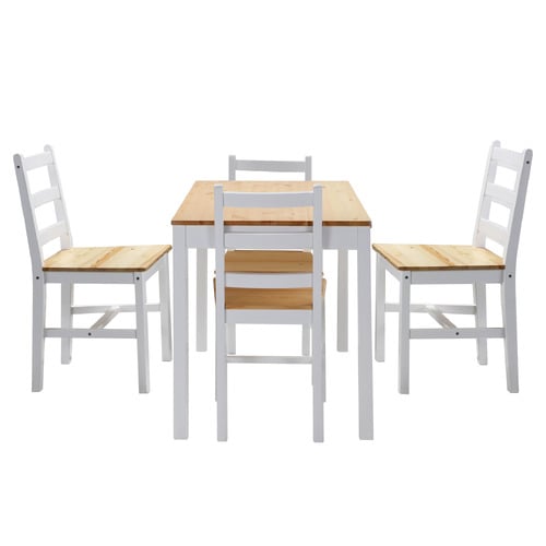 4 Seater Abriana Pine Wood Dining Table & Chair Set