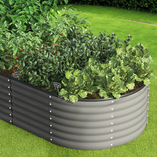 LivingFusion Gaya Galvanised Steel Raised Garden Bed | Temple & Webster