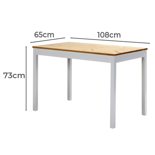 LivingFusion 4 Seater Abriana Pine Wood Dining Table & Chair Set