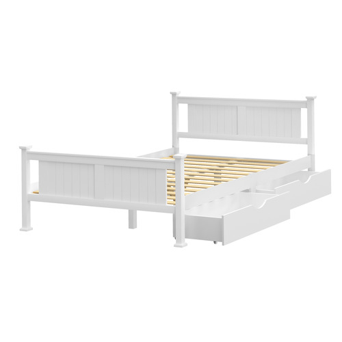 LivingFusion Clara Pine Wood Bed Frame with Storage | Temple & Webster