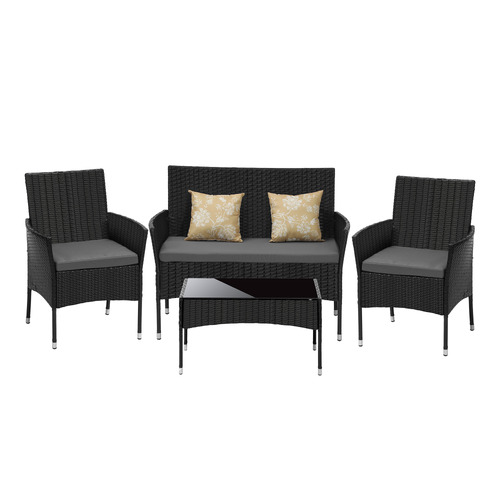 Black 4 Seater Roan Outdoor Lounge Set