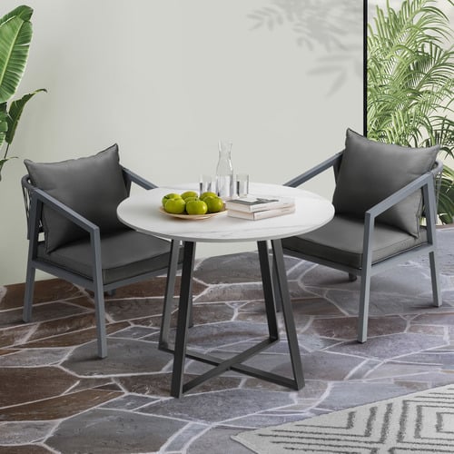 2 Seater 73cm Vasco Stone Outdoor Dining Set