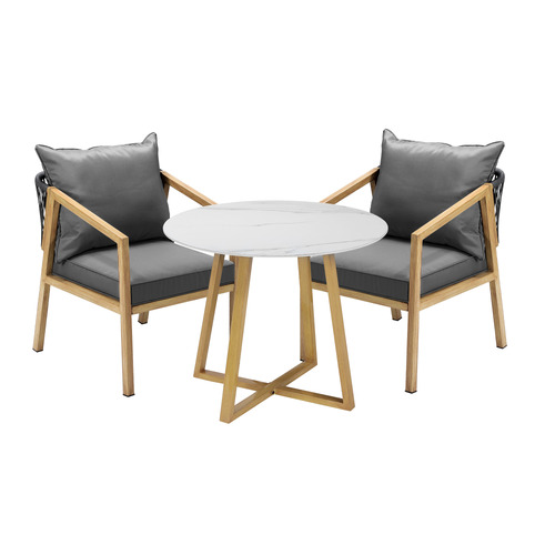 2 Seater 80cm Vasco Stone Outdoor Dining Set