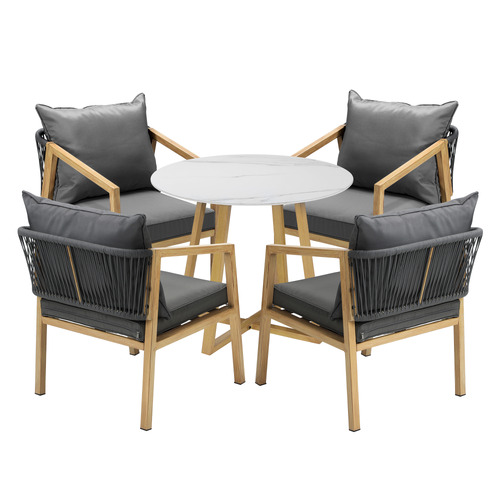 4 Seater 80cm Vasco Stone Outdoor Dining Set