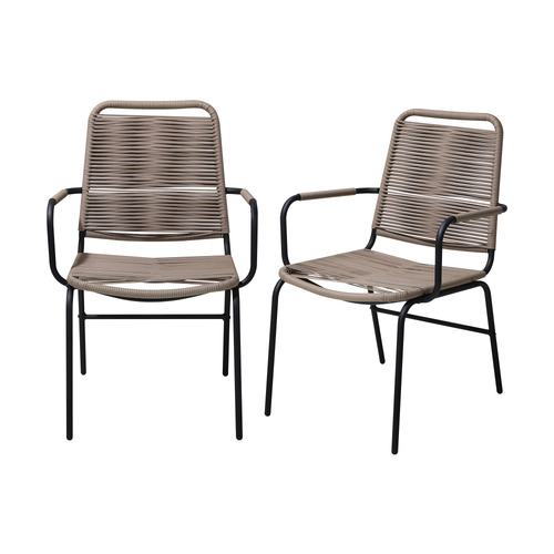 LivingFusion Jove Rattan Outdoor Dining Chairs Temple & ster