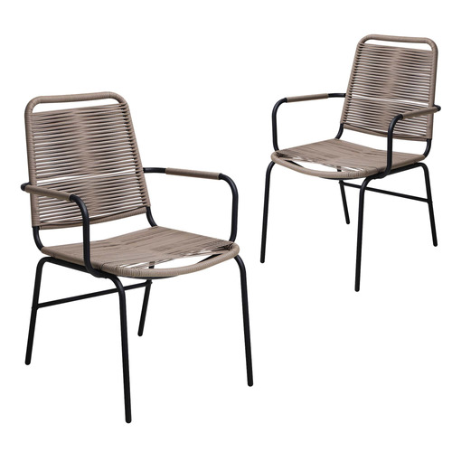 LivingFusion Jove Rattan Outdoor Dining Chairs Temple & ster